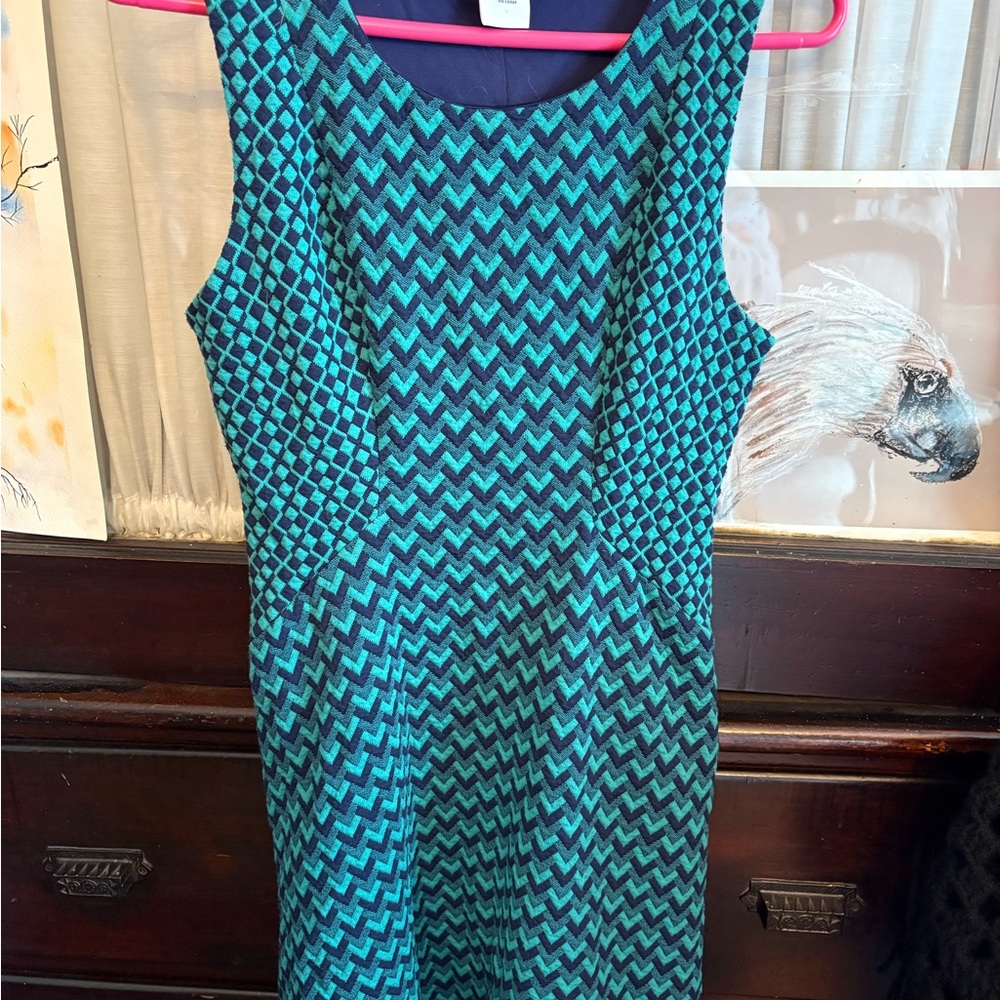 Cooperative Blue and Green Chevron Mini Dress